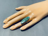 Stunning Vintage Native American Navajo Turquoise Chip Inlay Sterling Silver Ring-Nativo Arts