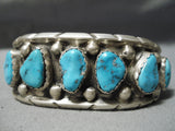Amazing Vintage Native American Zuni Kingman Turquoise Sterling Silver Bracelet Old-Nativo Arts