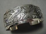 Exceptional Vintage Native American Navajo Sterling Silver Eagle Dancers Bracelet-Nativo Arts