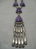 Museum Quality Vintage Navajo Charoite Sterling Silver Native American Necklace-Nativo Arts