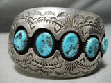 Advanced Workmanship!! Vintage Native American Navajo Turquoise Sterling Silver Bracelet Old-Nativo Arts