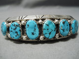 Magnificent Vintage Native American Navajo Domed Turquoise Sterling Silver Havy Bracelet-Nativo Arts