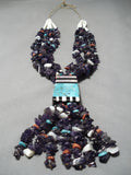 One Of The Best Santo Domingo Native American Amethyst Turquoise Necklace-Nativo Arts