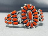 Alice Quam!! Important Vintage Native American Zuni Coral Sterling Silver Bracelet-Nativo Arts