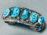 Molly Lincoln Vintage Native American Navajo Turquoise Coral Sterling Silver Bracelet-Nativo Arts