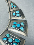 Native American Cleopatra Vintage Navajo Turquoise Sterling Silver Segment Necklace-Nativo Arts
