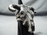 Marvelous San Felipe Native American Sterling Silver Skull Ring-Nativo Arts