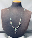 One Of The Most Unique Vintage Native American Navajo Turquoise Sterling Silver Inlay Necklace-Nativo Arts