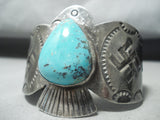 Earler Rare Vintage Native American Navajo Turquoise Whirling Logs Sterling Silver Bracelet-Nativo Arts