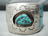 Awesome Vintage Native American Navajo Inlay Turquoise Sterling Silver Shadowbox Bracelet Old-Nativo Arts