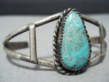 Tremendous Vintage Native American Navajo Kingman Turquoise Sterling Silver Bracelet Old-Nativo Arts