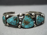 Superlative Vintage Native American Navajo Carico Lake Turquoise Sterling Silver Bracelet Cuff-Nativo Arts