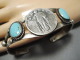 Incredible Coin And Sterling Silver Turquoise Bracelet-Nativo Arts
