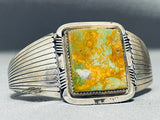 Rare Squared Green Turquoise Vintage Native American Navajo Sterling Silver Flank Bracelet-Nativo Arts