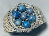 Rare Domed Lapis Vintage Native American Navajo Sterling Silver Flank Bracelet-Nativo Arts