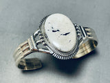 Native American Amazing Southwestern Sterling Silver White Buffalo Turquoise Bracelet-Nativo Arts