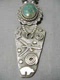 Native American Notably Detailed Vintage Navajo Green Turquoise Sterling Silver Necklace-Nativo Arts