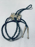 Fascinating Native American Navajo Hematite Sterling Silver Bolo-Nativo Arts
