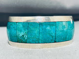 Stunning Native American Navajo Turquoise Sterling Silver Bracelet Signed Mel Francis-Nativo Arts