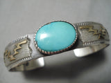 Amazing Vintage Navajo Green Turquoise Sterling Silver Bracelet Native American-Nativo Arts