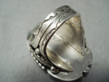 Native American Incredibly Intricate Hand Carved Turquoise Indian Sterling Silver Ring-Nativo Arts