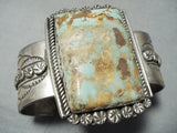 Signed Biggest Vintage Native American Navajo Royston Turquoise Sterling Silver Bracelet-Nativo Arts
