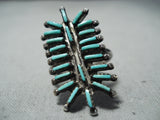 Important Vintage Native American Zuni Alive Quam Turquoise Sterling Silver Ring Old-Nativo Arts
