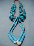 Fabulous Vintage Navajo Kingman Turquoise Necklace Native American Old-Nativo Arts