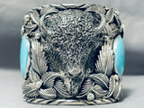 Strong Buffalo 241 Grams Native American Turquoise Sterling Silver Bracelet-Nativo Arts
