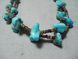 Native American Marvelous Vintage Santo Domingo Kingman Turquoise Sterling Silver Necklace Old-Nativo Arts
