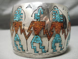 One Of Best Vintage Native American Navajo Dancing Kachina Turquoise Sterling Silver Bracelet-Nativo Arts