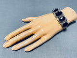 One Of A Kind Vintage Native American Navajo 5 Black Onyx Sterling Silver 1950 'S Bracelet-Nativo Arts
