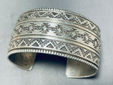 Precise Llk Vintage Native American Navajo All Sterling Silver Wide Hand Tooled Bracelet-Nativo Arts