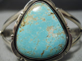 Rare Vintage Native American Navajo #8 Turquoise Sterling Silver Bracelet Old-Nativo Arts