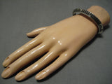 Striking Vintage Native American Navajo Raised Sterling Silver Randy Secatero Bracelet Old-Nativo Arts