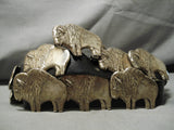 Heavy Unique Vintage Native American Navajo Hand Tooled Sterling Silver Buffalo Concho Belt Old-Nativo Arts