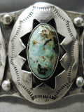 Museum Vintage Native American Navajo Green Turquoise Sterling Silver Bracelet Old-Nativo Arts
