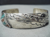 Superior Vintage Navajo Turquoise Sterling Silver Bracelet Native American Old-Nativo Arts