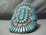 Biggest Best Vintage Native American Navajo #8 Turquoise Sterling Silver Bracelet Old-Nativo Arts