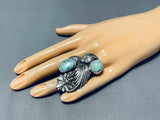 Outstanding Native American Navajo Kingman Turquoise Sterling Silver Chief Ring-Nativo Arts