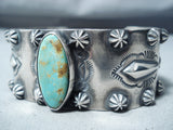 Expert Hand Tooled Vintage Native American Navajo Royston Turquoise Sterling Silver Bracelet-Nativo Arts