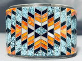 One Of The Most Intricate Ever Vintage Native American Navajo Turquoise Sterling Silver Bracelet-Nativo Arts