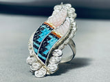 Eldred Martinez Native American Zuni Turquoise Jet Coralmother Of Pearl Sterling Silver Ring-Nativo Arts