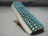 One Of The Longest Zuni Turquoise Sterling Silver Native American Ring!!-Nativo Arts