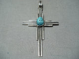 Expressive Navajo Turquoise Sterling Silver Cross Pendant Native American-Nativo Arts
