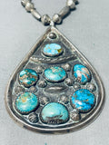 Skilled Hand Tooled Hogan Bead Vintage Native American Navajo Turquoise Sterling Silver Necklace-Nativo Arts