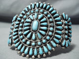 Amazing Vintage Native American Navajo Turquoise Cluster Sterling Silver Bracelet Old-Nativo Arts