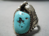 Wonderful Vintage Native American Navajo Kingman Turquoise Sterling Silver Ring Old-Nativo Arts