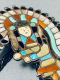 Museum Vintage Native American Zuni Blue Gem Turquoise Sterling Silver Bolo-Nativo Arts