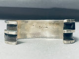 Native American 6-1/2 Wrist Vintage Navajo Turquoise Inlay Sterling Silver Bracelet Cuff Old-Nativo Arts